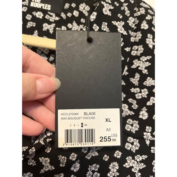 The Kooples Mini Bouquet Black & White Viscose Men's Button-Up Shirt XL - Picture 2 of 5